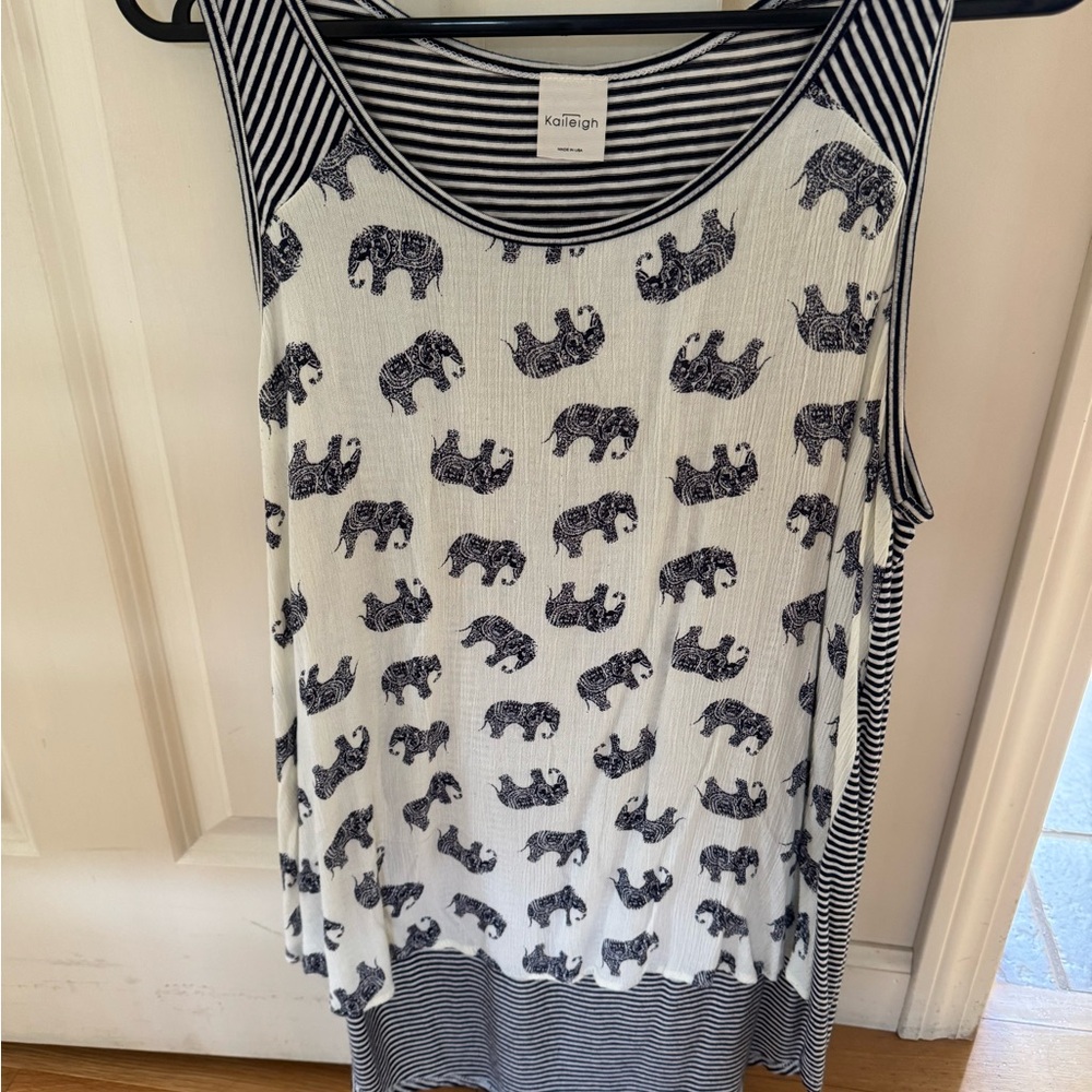 Kaileigh Striped Elephant Print Top